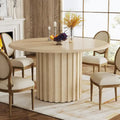 Round Dining Table for 4 with Metal Base for Kitchen and Dining Room