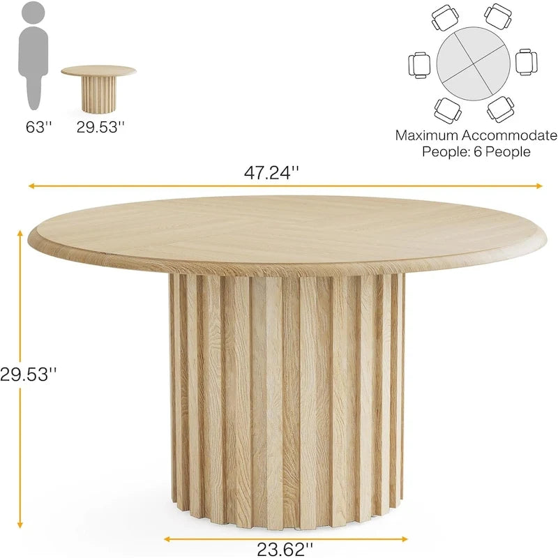Round Dining Table for 4 with Metal Base for Kitchen and Dining Room