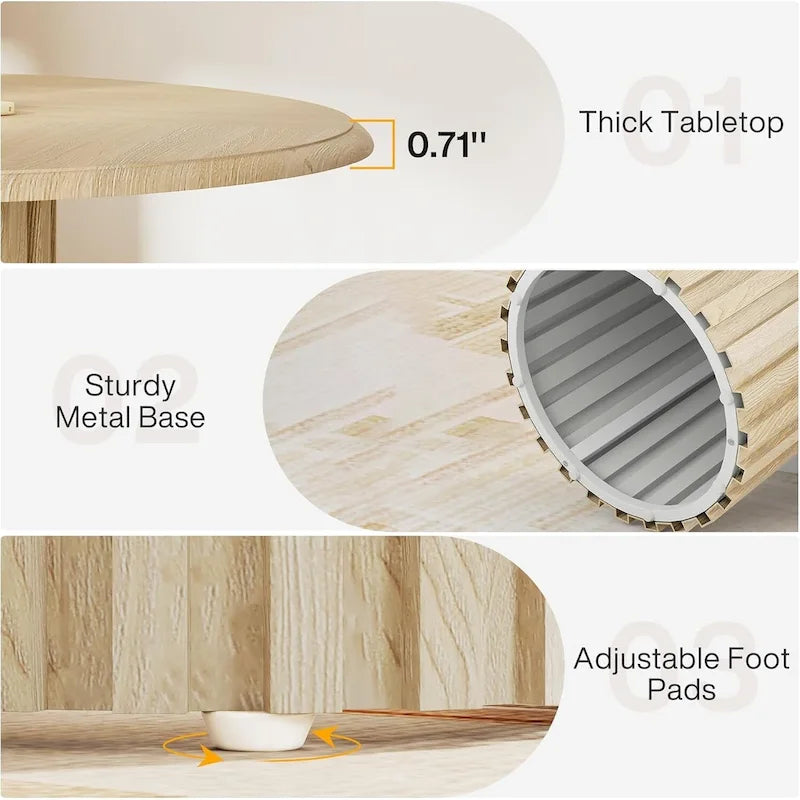 Round Dining Table for 4 with Metal Base for Kitchen and Dining Room