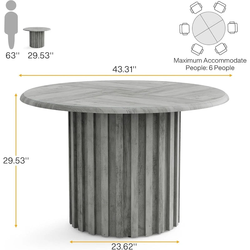 Round Dining Table for 4 with Metal Base for Kitchen and Dining Room