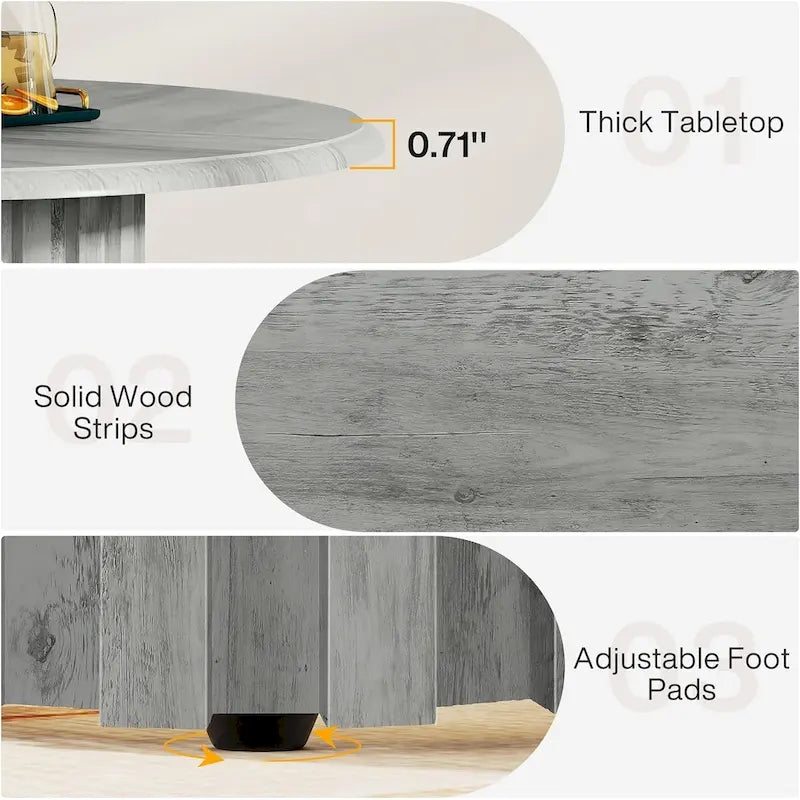 Round Dining Table for 4 with Metal Base for Kitchen and Dining Room