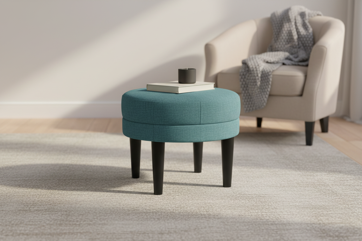 Teal Round Ottoman – Homepage Banner